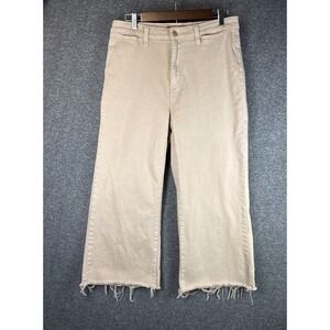 Judy Blue L.A. Khaki Wide Leg Crop Jeans Raw Hem Size 11/30 Garment Dyed JB88638